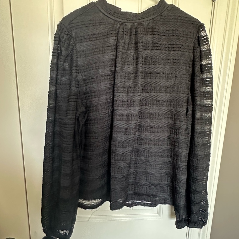 Loft black textured blouse